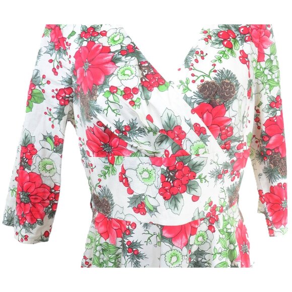 Hell Bunny Festive Poinsettias Midi 50’s Retro Rockabilly Pin-Up Dress Women's L - Picture 9 of 13